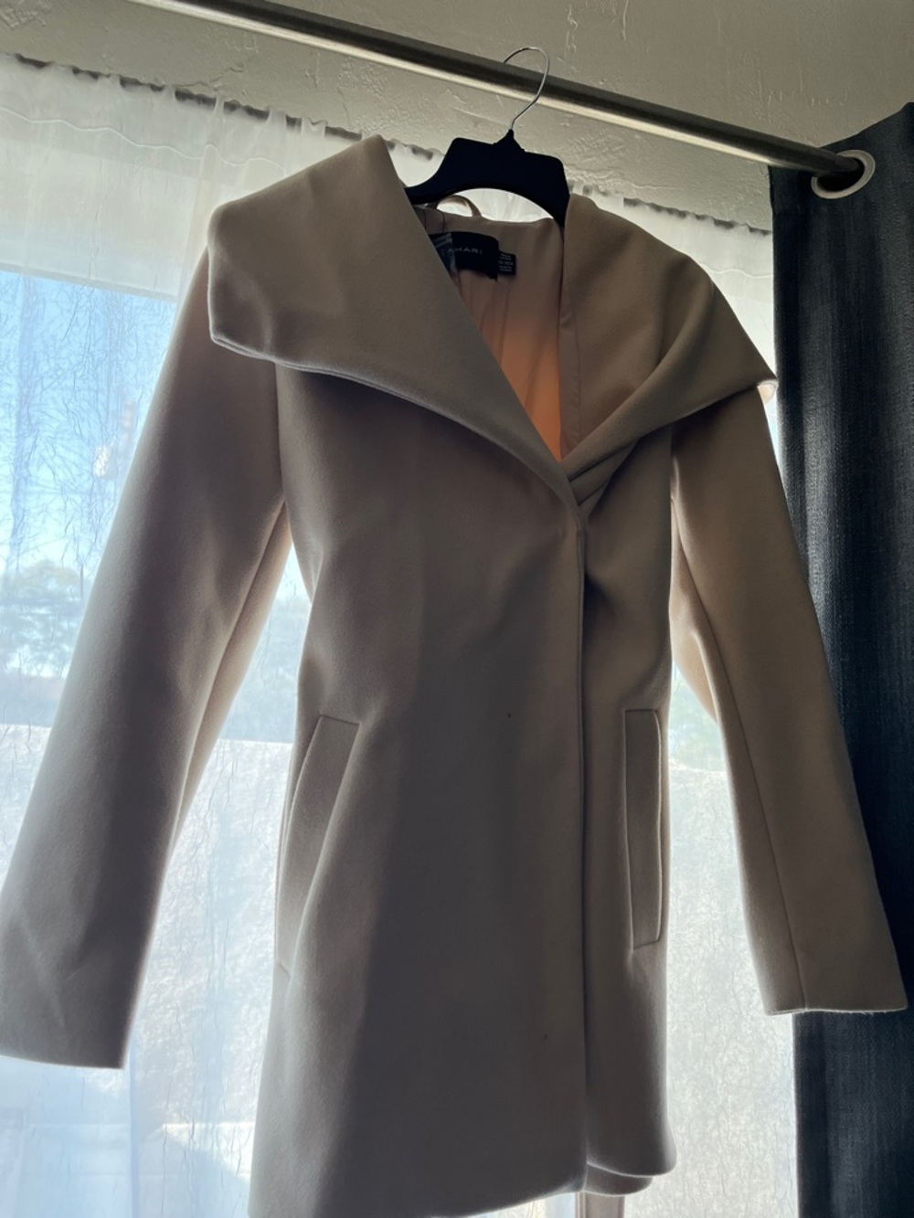 Tahari Cream Hooded Trench Coat